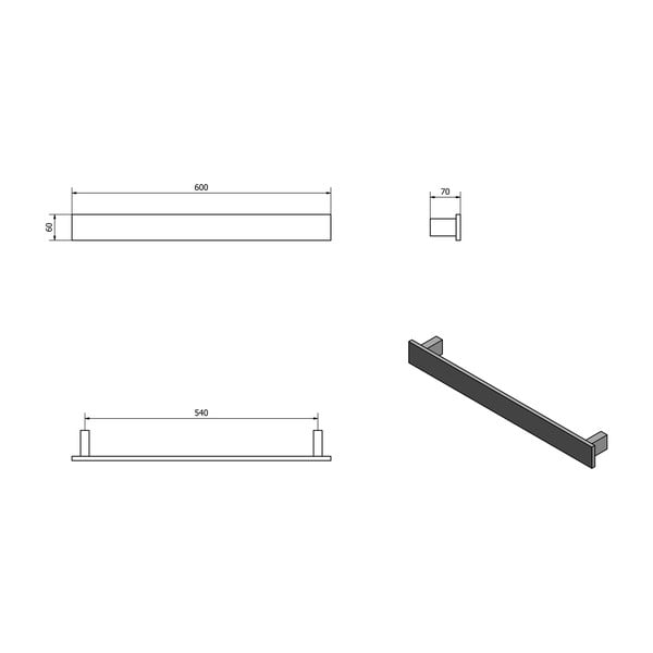 Suport pentru prosoape negru mat de montat pe perete Patron – Sapho-image-4