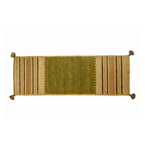 Covor țesut manual Navaei & Co Kilim Tribal 403, 180 x 60 cm, verde