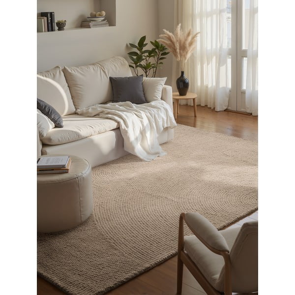 Covor bej țesut manual din lână 120x180 cm Eleni Light Beige – Hanse Home-image-1