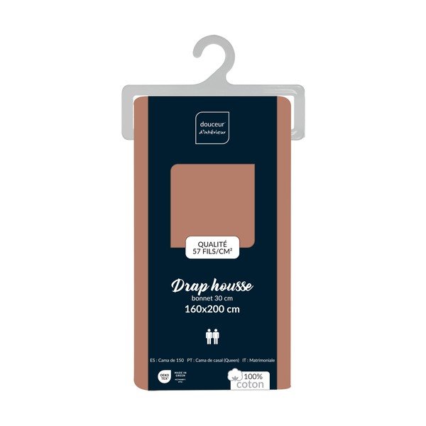 Cearceaf somon din bumbac cu elastic 160x200 cm Lina – douceur d'intérieur-image-2