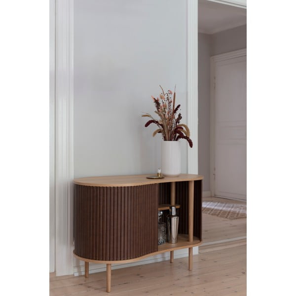 Comodă maro/în culoare naturală joasă cu aspect de lemn de stejar cu ușă glisantă 100x67 cm Audacious – UMAGE-image-1