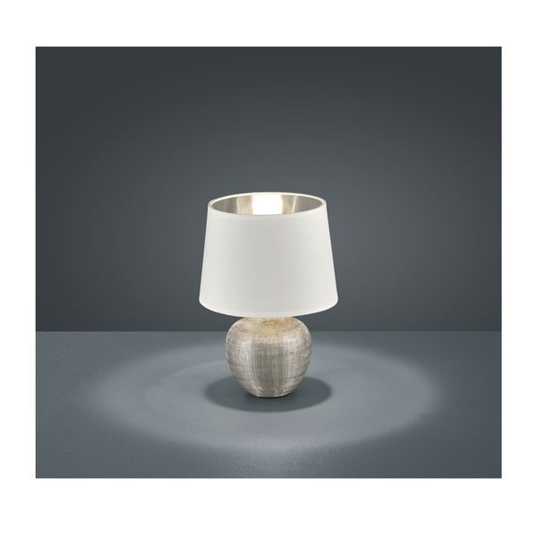 Veioză din ceramică și pânză Reality Luxor, înălțime 26 cm, alb-image-1