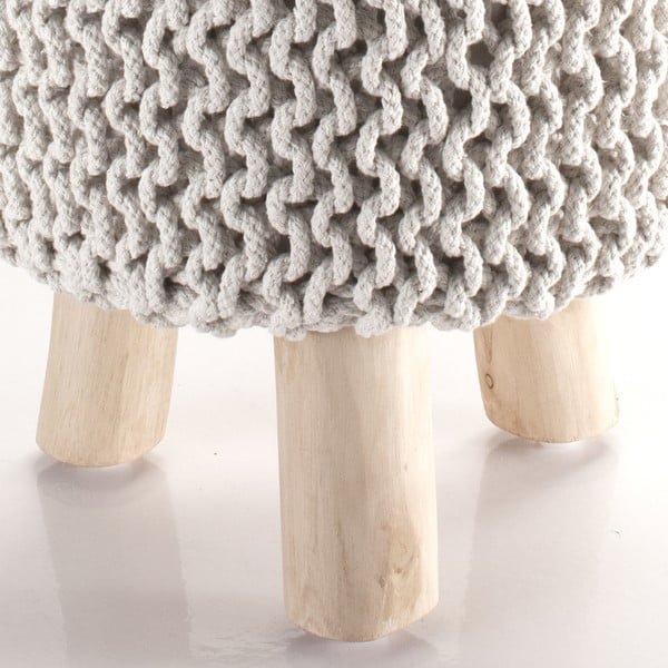 Taburet tricotat Tomasucci Knit, crem-image-3