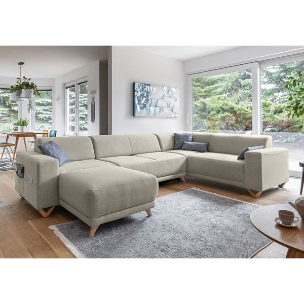 Colțar bej extensibil/cu spațiu de depozitare (cu colț pe partea dreaptă/în formă de "U") Classy Sophie – Miuform-image-3