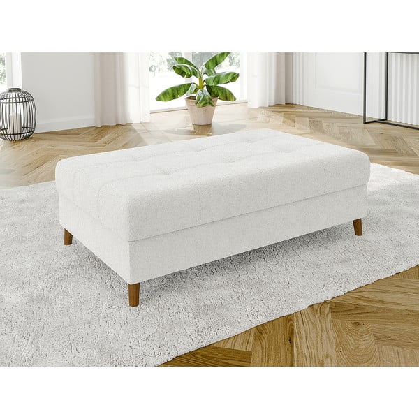 Taburet alb cu tapițerie din țesătură bouclé Ariella – Ropez-image-2