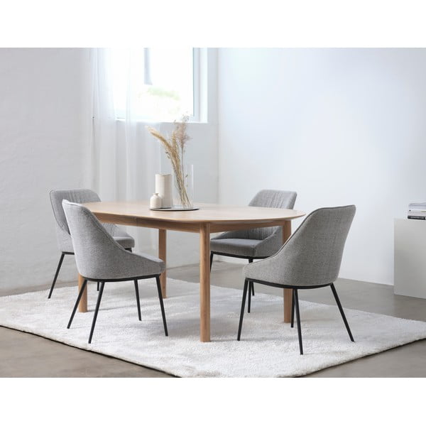 Masă de dining în culoare naturală extensibilă cu blat cu aspect de lemn de stejar 100x190 cm Gallina – Unique Furniture-image-4