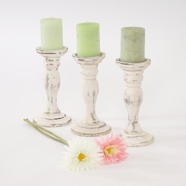 Set 3 sfesnice Shabby White, 24 cm-image-1