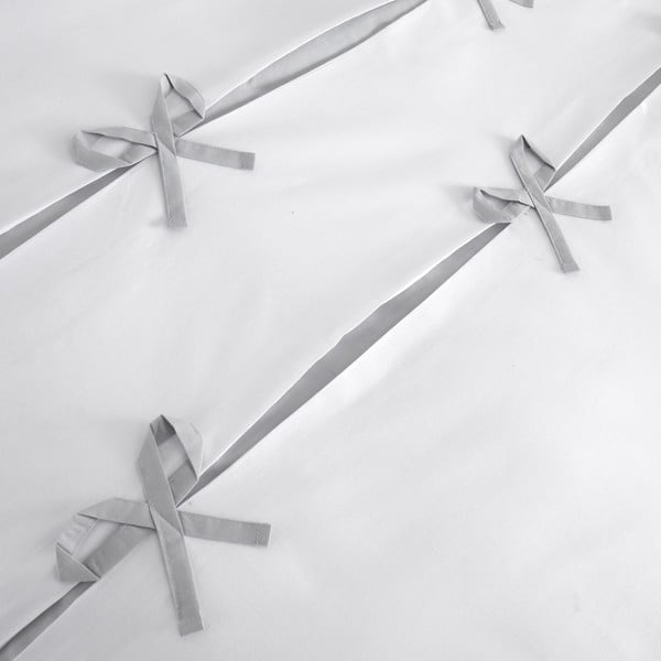Lenjerie de pat Catherine Lansfield Milo Bow, 135 x 200 cm, alb - gri-image-4