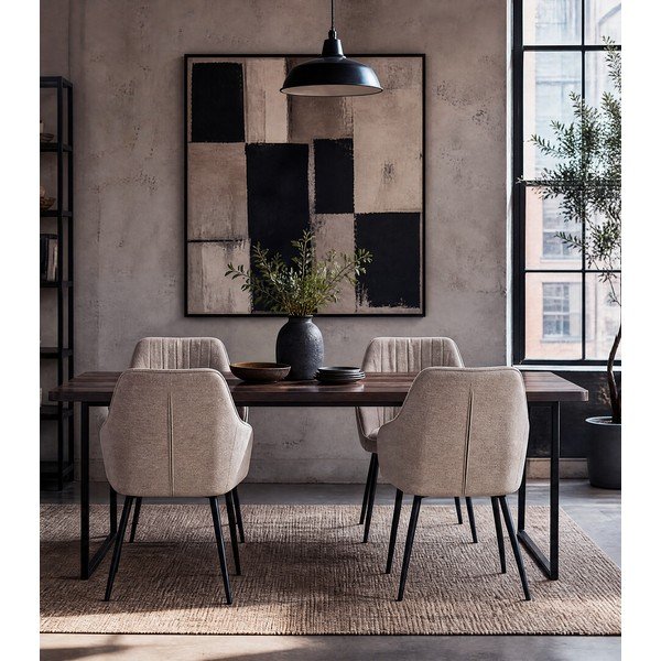 Scaun de sufragerie bej cu cotiere tapițat Nolan – Unique Furniture-image-3