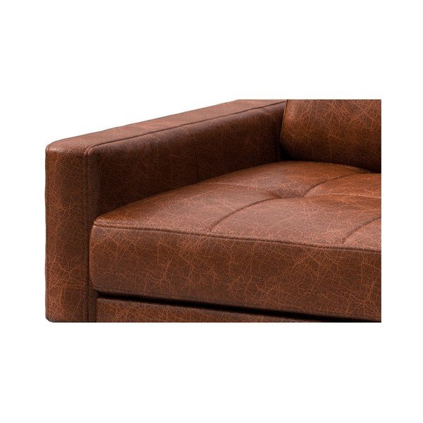 Colțar din piele cu șezlong pe partea dreaptă MESONICA Musso Tufted, maro coniac-image-4