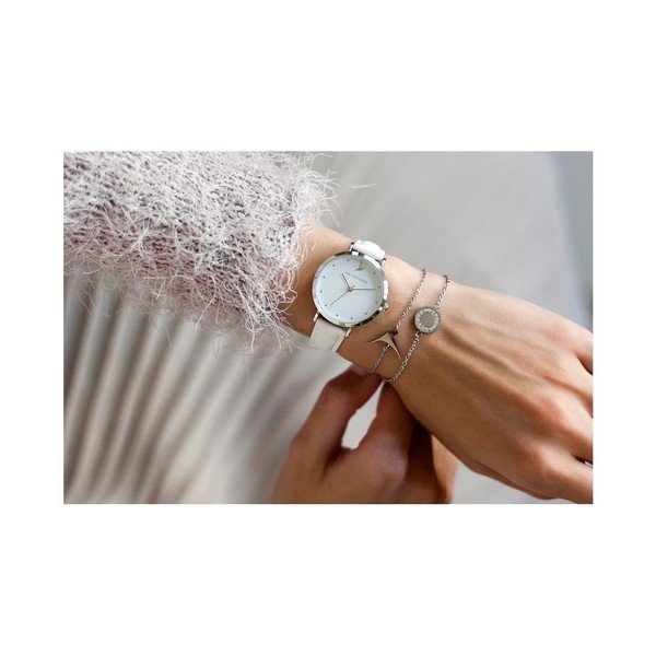 Ceas damă din piele Emily Westwood Meeting, alb -image-1