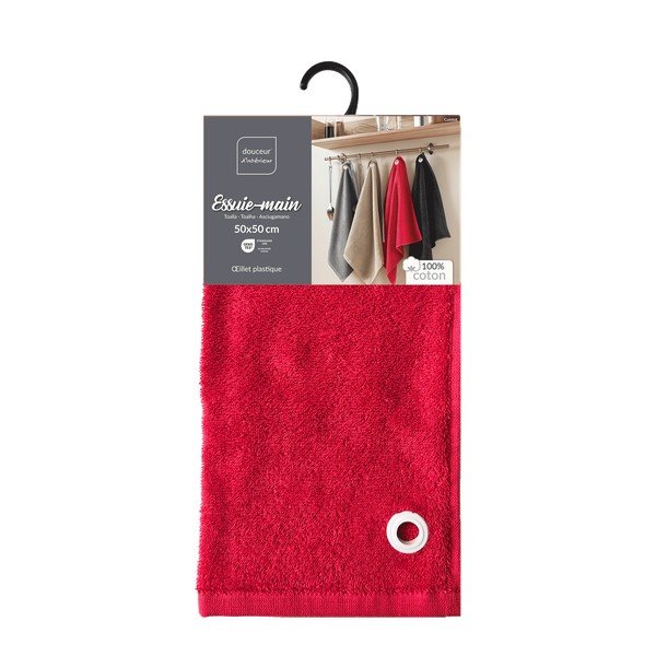 Prosop roșu din bumbac din frotir 50x50 cm Cuistot – douceur d'intérieur-image-3
