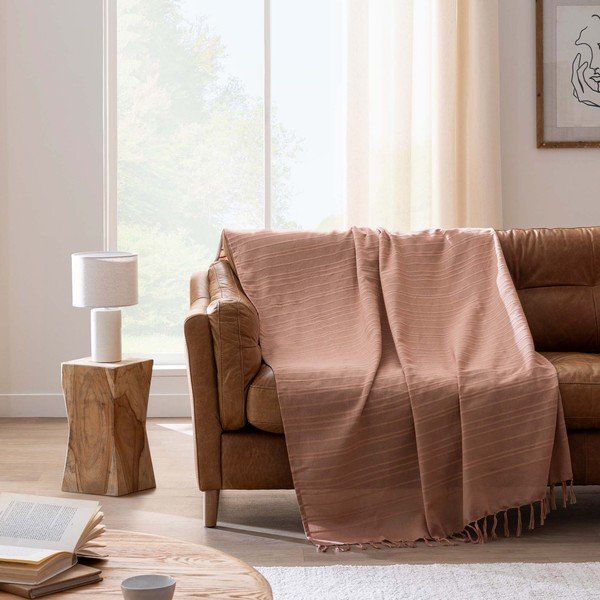 Cuvertură teracotă din bumbac 125x150 cm Lilia – douceur d'intérieur-image-1