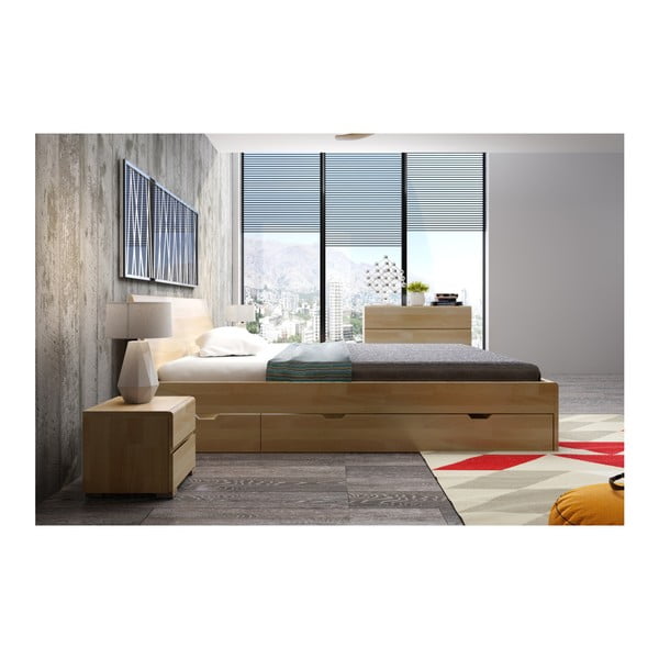 Pat dublu din lemn de fag, cu sertar, SKANDICA Vestre Maxi, 140 x 200 cm-image-4