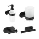 Set de accesorii de baie negru mat autoadeziv din oțel inoxidabil Orea – Wenko