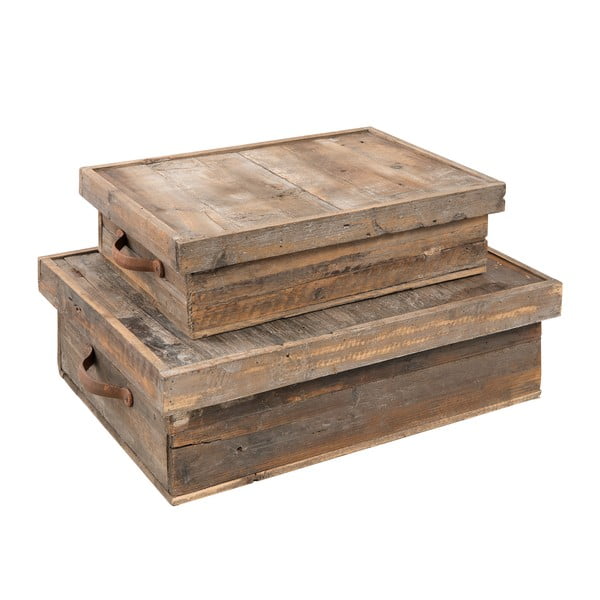 Set 2 cutii din lemn pentru depozitare Clayre & Eef