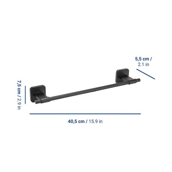 Suport pentru prosoape negru mat autoadeziv cu Turbo-Loc din oțel inoxidabil Porto – Wenko-image-1