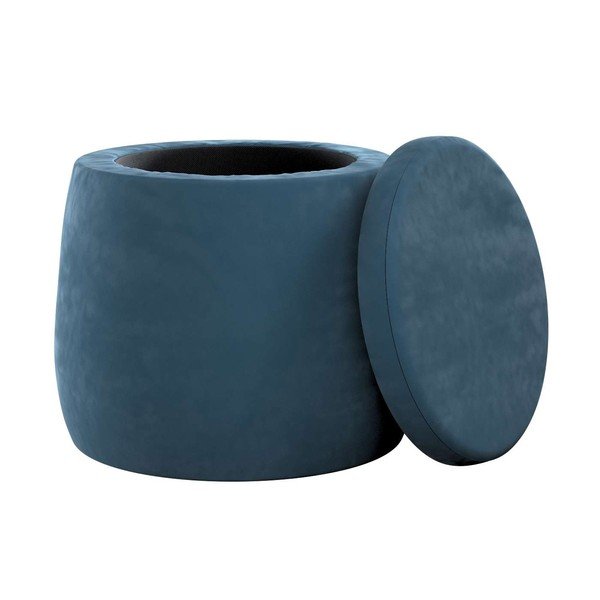 Puf de copii albastru închis cu tapițerie din catifea Posh Velvet – Yellow Tipi-image-1