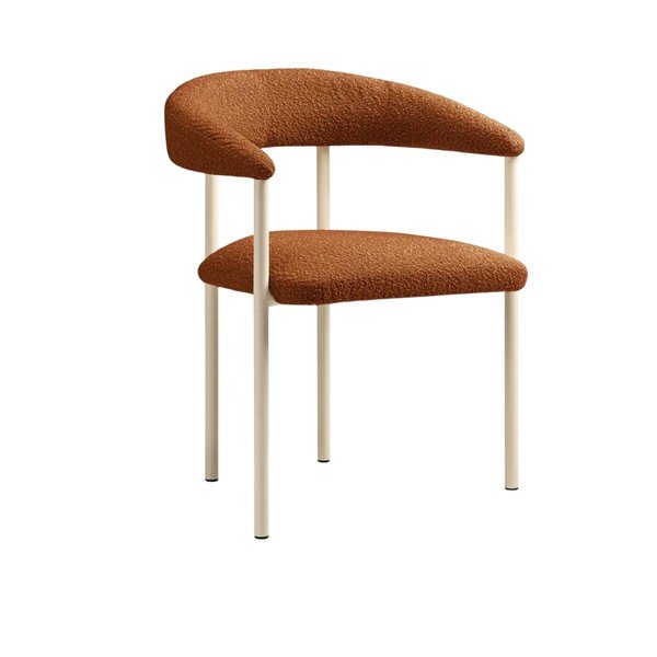 Scaun de living portocaliu/crem cu cotiere tapițat Lea – Micadoni 