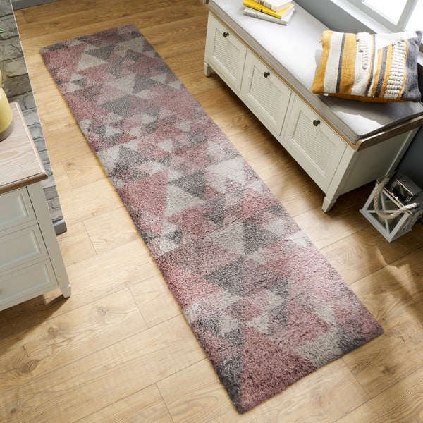 Covor tip traversă Flair Rugs Nuru, 60x230 cm, roz-gri-image-1