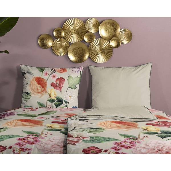 Lenjerie de pat bej din bumbac satinat pentru pat de o persoană 140x200 cm – Descanso-image-2