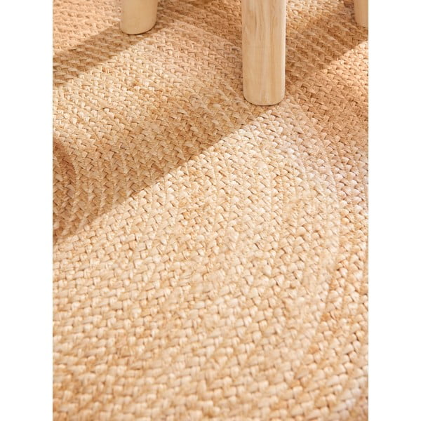 Covor fildeș reversibil, țesut manual rotund din iută ø 200 cm Jutta Ivory – Hanse Home-image-4