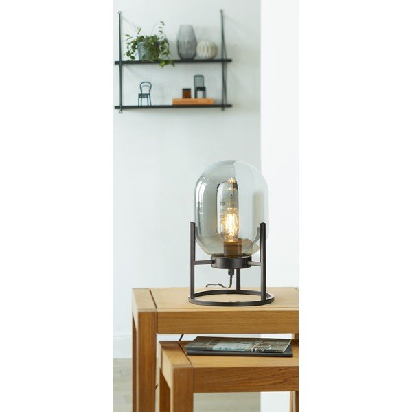 Veioză neagră cu abajur din sticlă (înălțime 34 cm) Regi – Fischer & Honsel-image-3