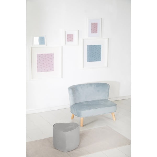 Puf pentru copii  gri deschis cu tapițerie din catifea Lil Sofa – Roba-image-1
