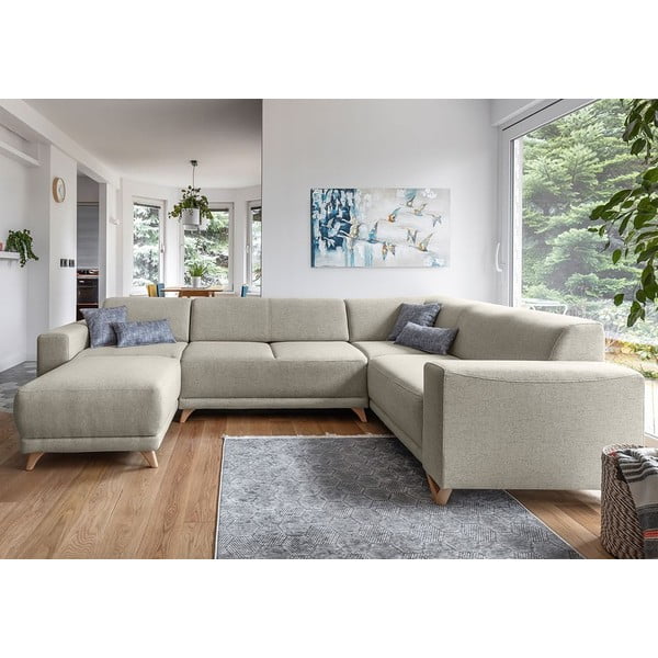 Colțar bej extensibil/cu spațiu de depozitare (cu colț pe partea dreaptă/în formă de "U") Classy Sophie – Miuform-image-1