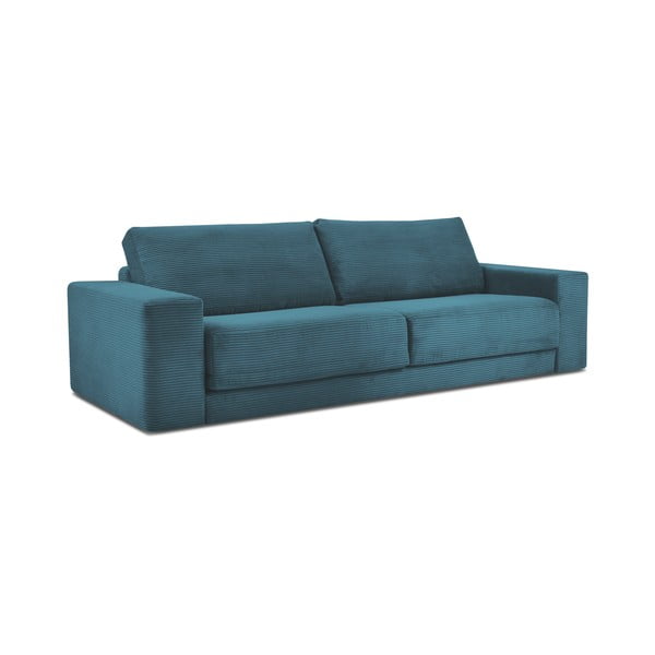 Canapea turcoaz extensibilă cu tapițerie din catifea reiată  250 cm Donatella – Milo Casa-image-2