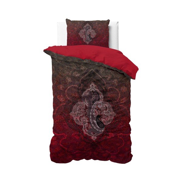  Lenjerie de pat din micropercal Sleeptime Modern Paisley, 140 x 220 cm, roșu-negru