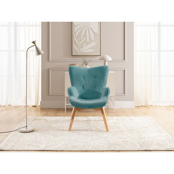 Fotoliu turcoaz cu tapițerie din catifea reiată Niko – Ropez-image-1