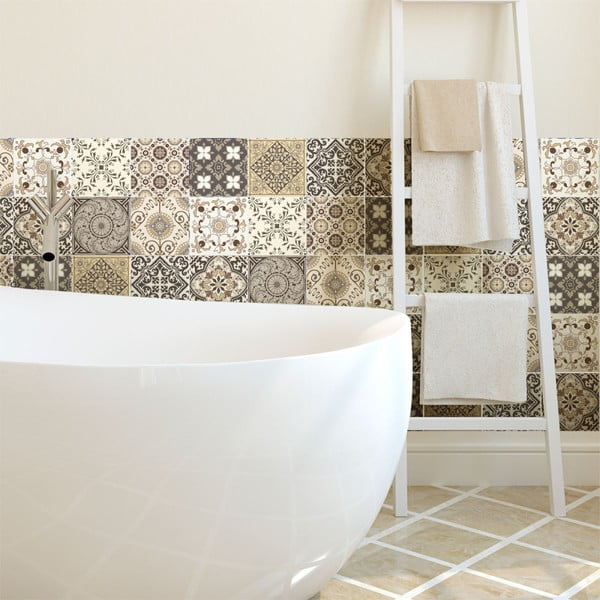 Set 9 autocolante de perete Ambiance Cement Tiles Ancona, 10 x 10 cm-image-2