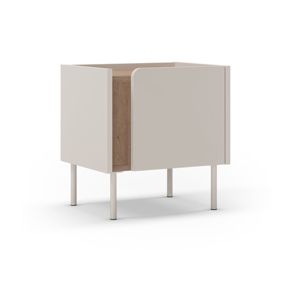 Noptieră crem/în culoare naturală cu aspect de lemn de stejar Lucile – Marckeric-image-2