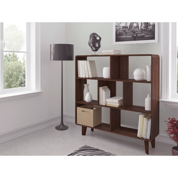 Bibliotecă în culoare naturală cu aspect de lemn de nuc 122x126 cm Cassie - Støraa-image-1
