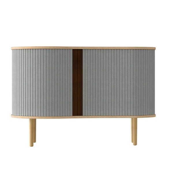 Comodă gri/în culoare naturală joasă cu aspect de lemn de stejar cu ușă glisantă 100x67 cm Audacious – UMAGE-image-3