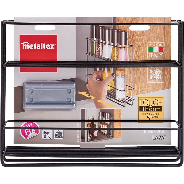 Raft de perete cu două etaje pentru condimente Metaltex Lava, negru-image-3