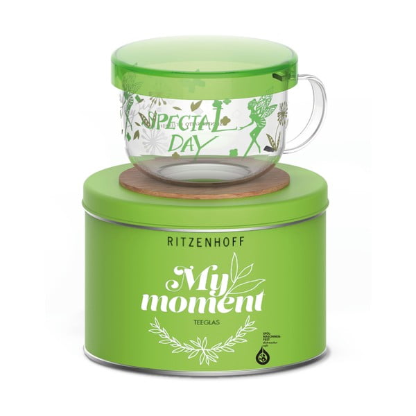 Cană pentru ceai cu suport pahar și capac Ritzenhoff Kurz Shinpei, 450 ml, verde