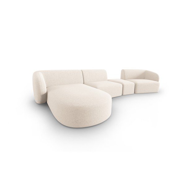 Colțar bej cu tapițerie din chenille (cu colț pe partea stângă, cu șezlong) Paolo – Milo Casa-image-2