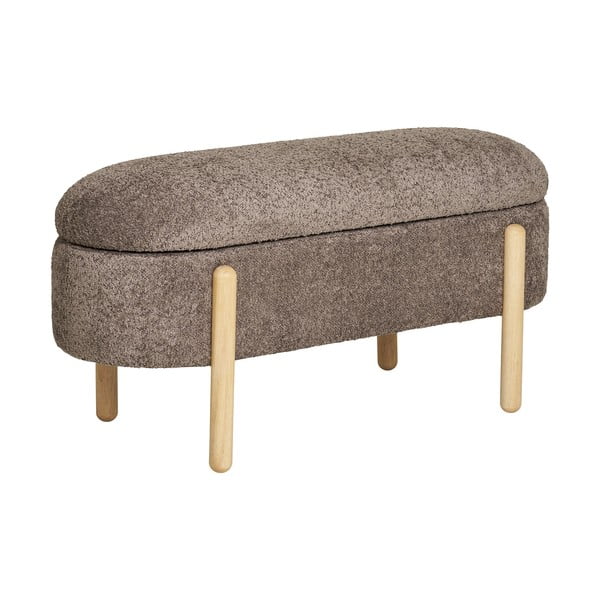 Bancă maro cu tapițerie din țesătură bouclé Branca – House Nordic-image-4