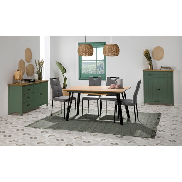 Comodă verde/în culoare naturală înaltă din lemn masiv de pin 90x110 cm Miranda – Marckeric-image-1