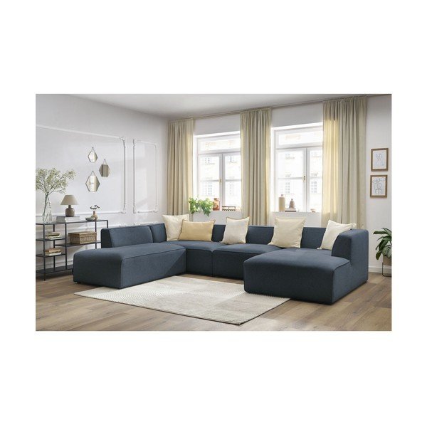 Colțar modular albastru închis (cu colț pe partea stângă/în formă de "U") Megeve – Bobochic Paris-image-4