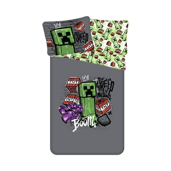 Lenjerie de pat pentru copii din bumbac pentru pat de o persoană 140x200 cm Minecraft Metro Art – Jerry Fabrics
