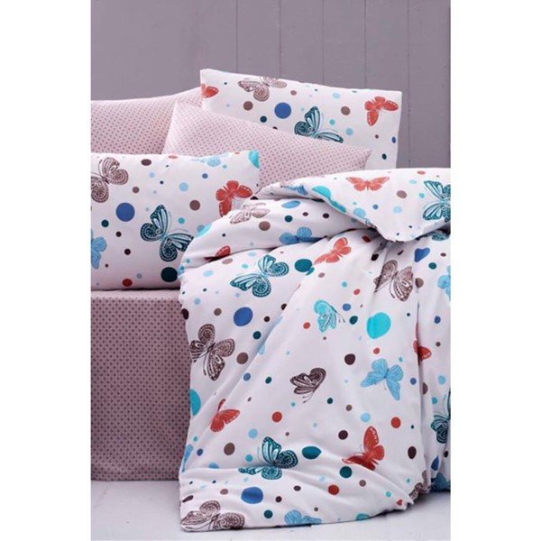 Lenjerie de pat cu cearșaf pentru pat single Pure Cotton Spring, 160 x 220 cm