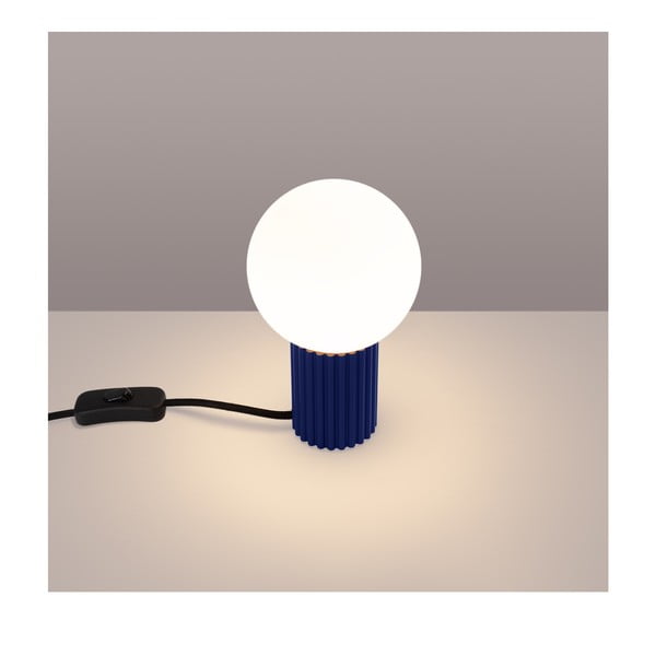 Veioză albastru-închis cu abajur din sticlă (înălțime 19 cm) Orbital – Sollux-image-1