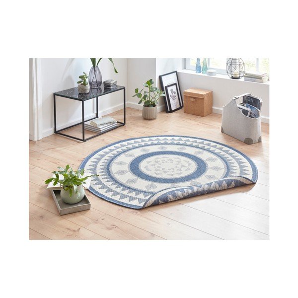 Covor adecvat pentru exterior NORTHRUGS Jamaica, ⌀ 200 cm, albastru-crem-image-2