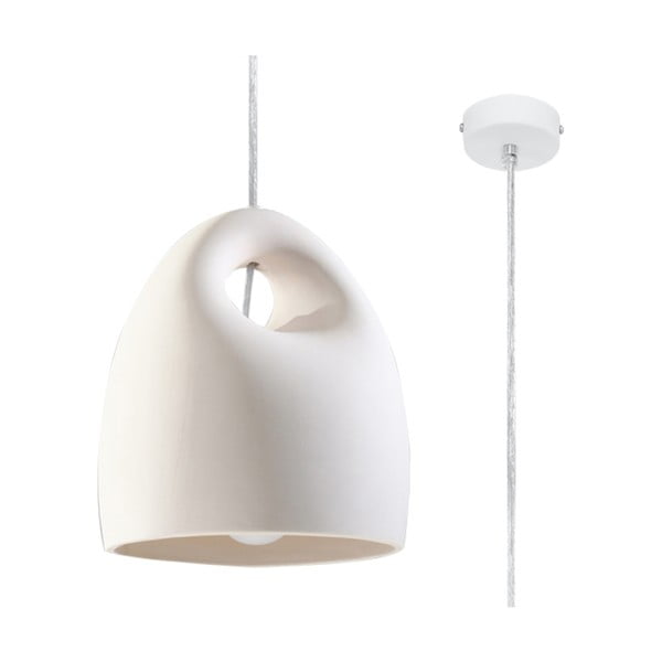 Lustră albă cu abajur din ceramică ø 25 cm Sativa – Nice Lamps