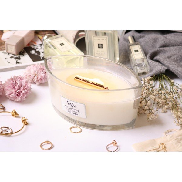 Lumânare parfumată WoodWick, aromă de vanilie, miere și trandafir, 30 ore-image-1