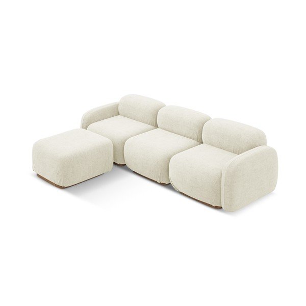 Colțar modular crem cu tapițerie din țesătură bouclé Ailani – Makamii-image-2