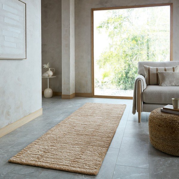 Covor tip traversă în culoare naturală țesut manual din lână 80x230 cm Harris Modula Wool – Flair Rugs-image-1